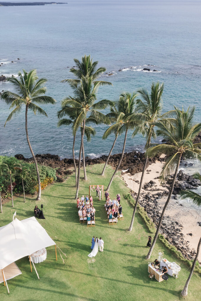 Matias Ezcurra Photography, Luxury Maui wedding venue with ocean view, palm trees, and guests