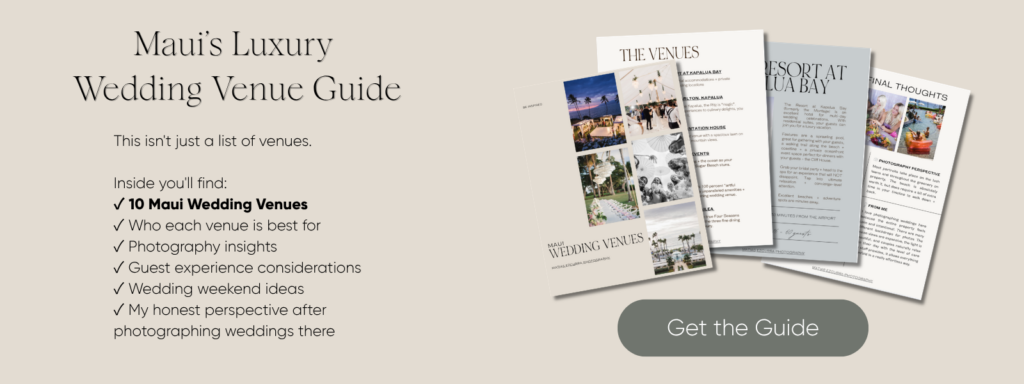 Matias Ezcurra Photography, Maui luxury wedding venue guide with venue photos and text