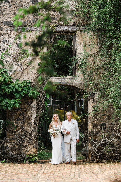 Matias Ezcurra Photography, Bride and father walking down aisle at Haiku Mill wedding.
