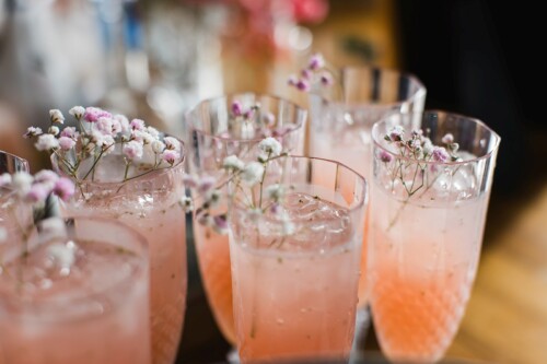 Matias Ezcurra Photography, Pink cocktails garnished with baby's breath flowers