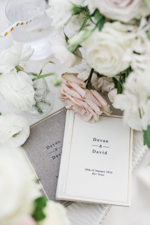 Matias Ezcurra Photography, Devan & David's wedding vow books at their Olowalu Plantation House wedding.